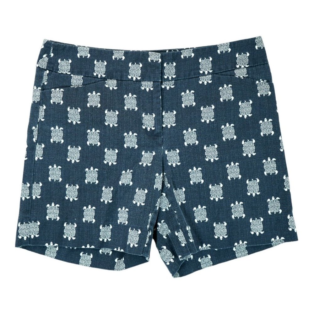 Ann Taylor Loft Shorts Size 00 Women's Navy Blue Turtle Pattern Stretchy (AAV)